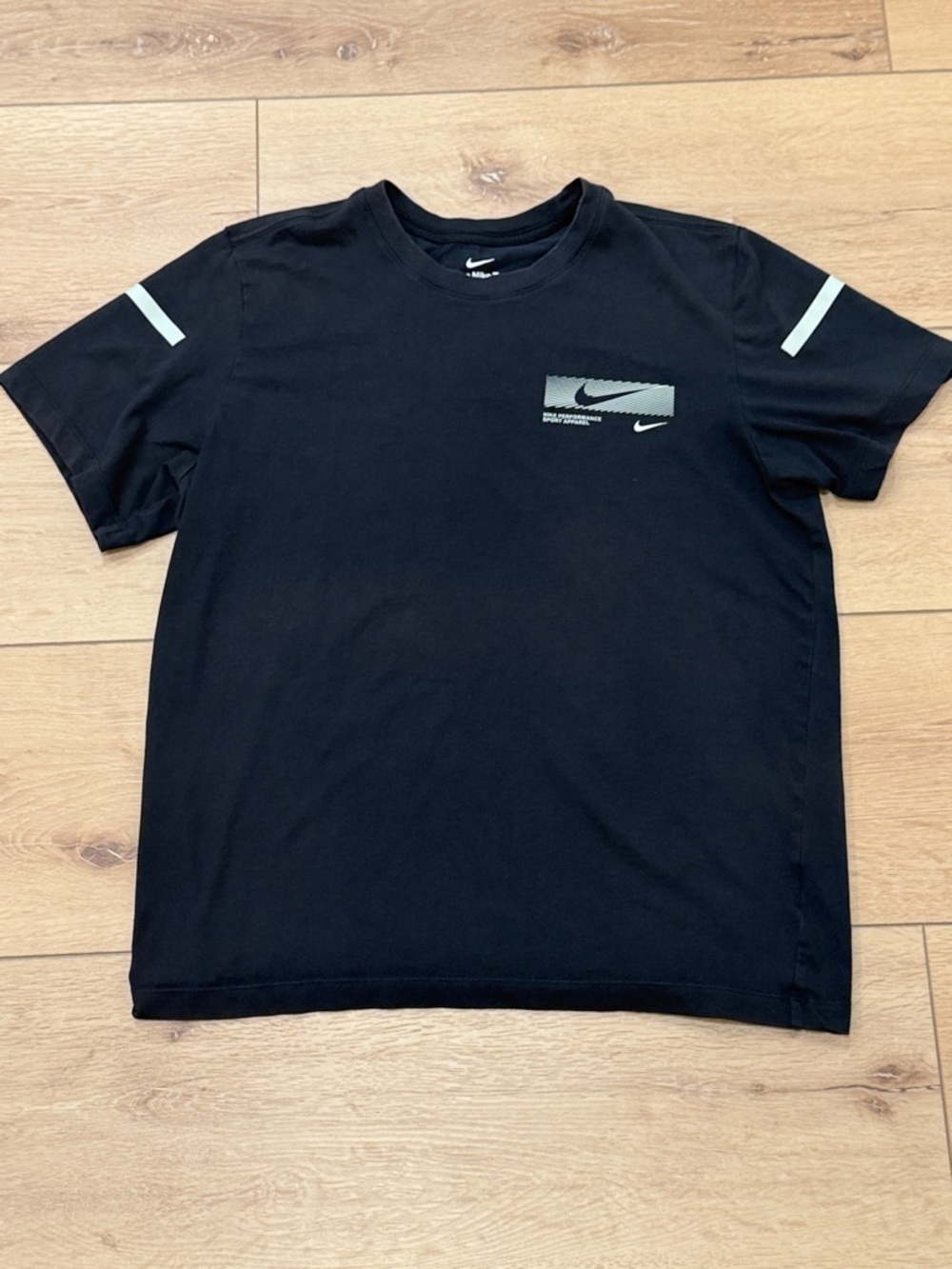 Nike Black Short Sleeve Crew T-Shirt with Reflective Logo Accents